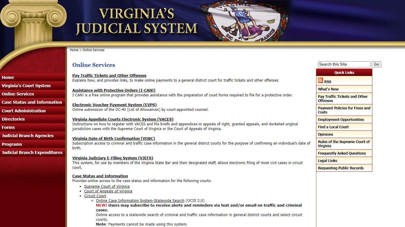 Online Services - Judiciary of Virginia